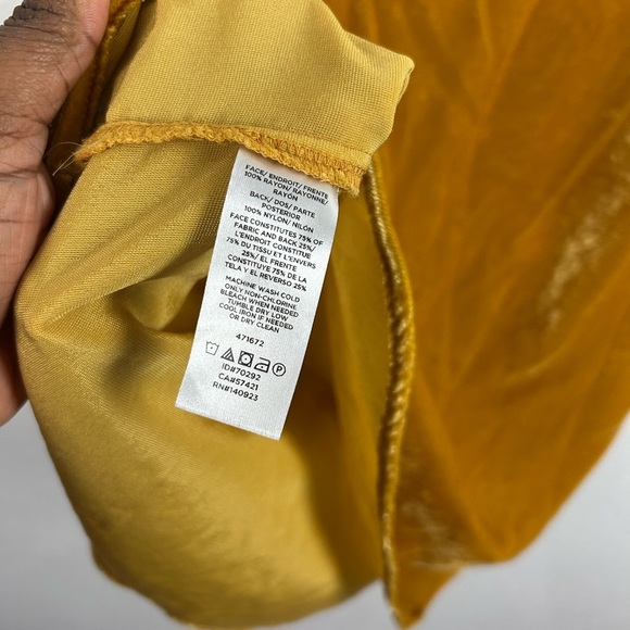 LOFT Womens Velvet Ruffle Sleeve Blouse Mustard Yellow Hippie Bohemian Chic Sz M - Picture 5 of 6